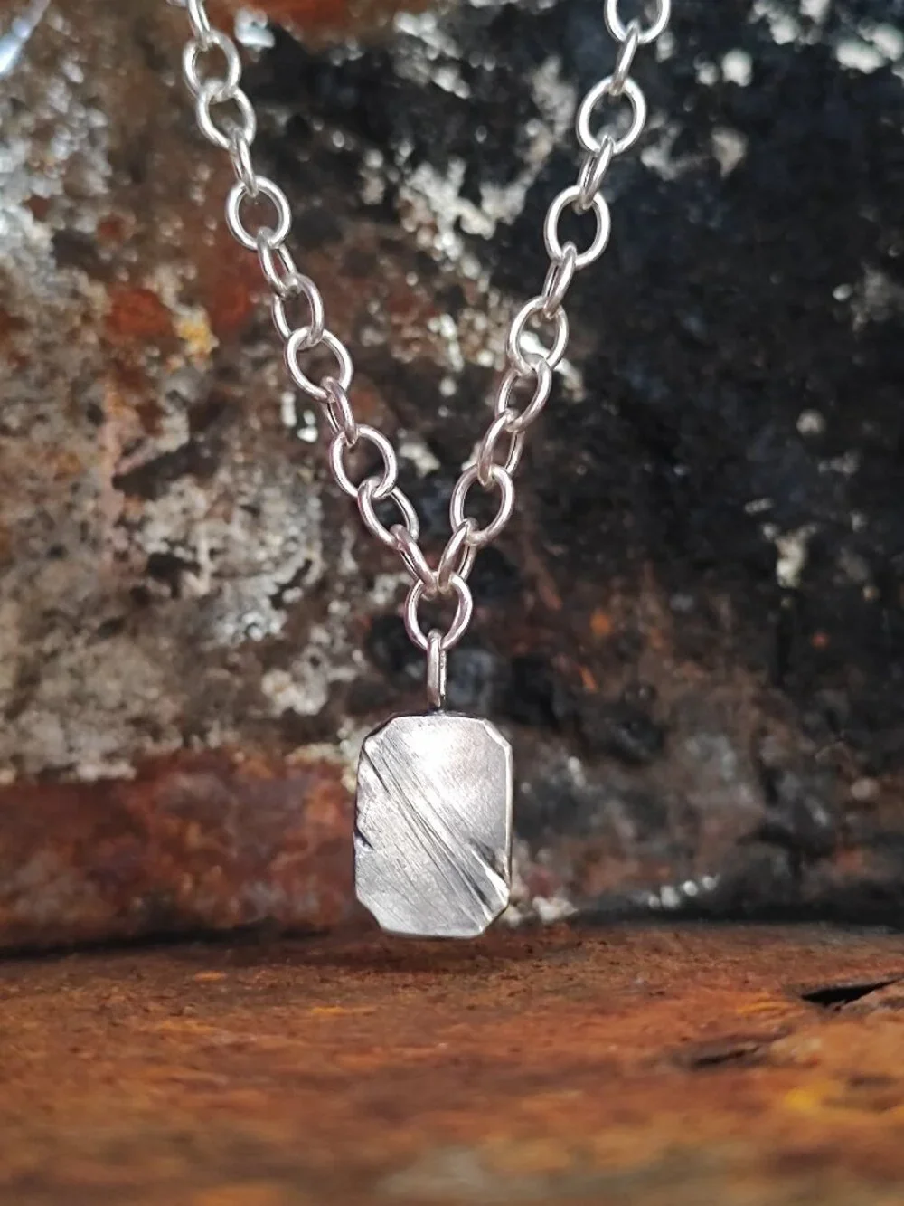Handmade Sterling Silver Engravable Pendant Necklace – Thick Link Chain